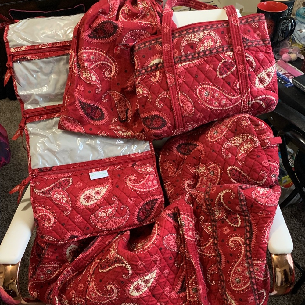 Vera Bradley Red Mesa Paisley handbag and duffel bag set